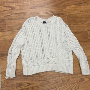 Women's White Cable Knit Sweater